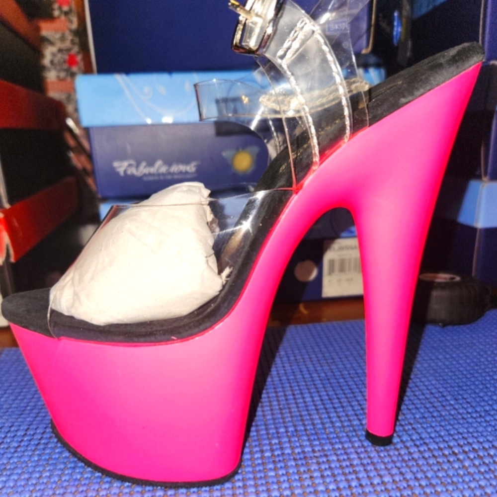 Matte Neon Pink Stilletto Size 6 Pleaser Brand Blacklight Reactive